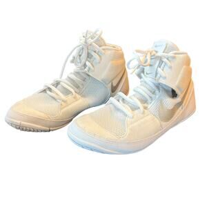 Nike Fury White & Silver Wrestling Boxing MMA Shoes Sneakers Size 7.5